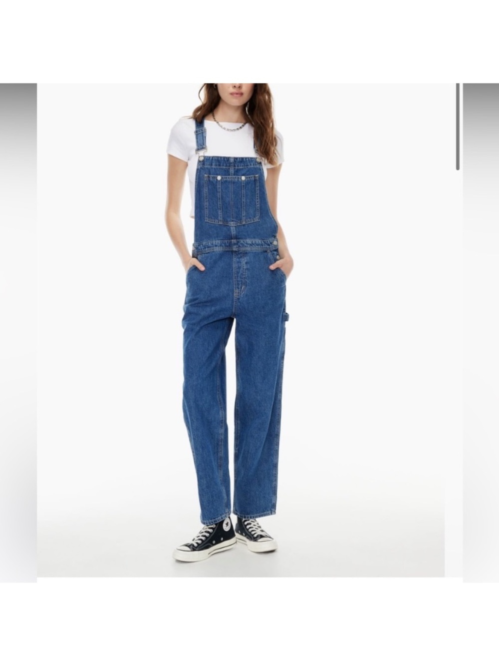 Aritzia Denim Overheard Relaxed-Fit 90s Medium Blue Overalls Size S